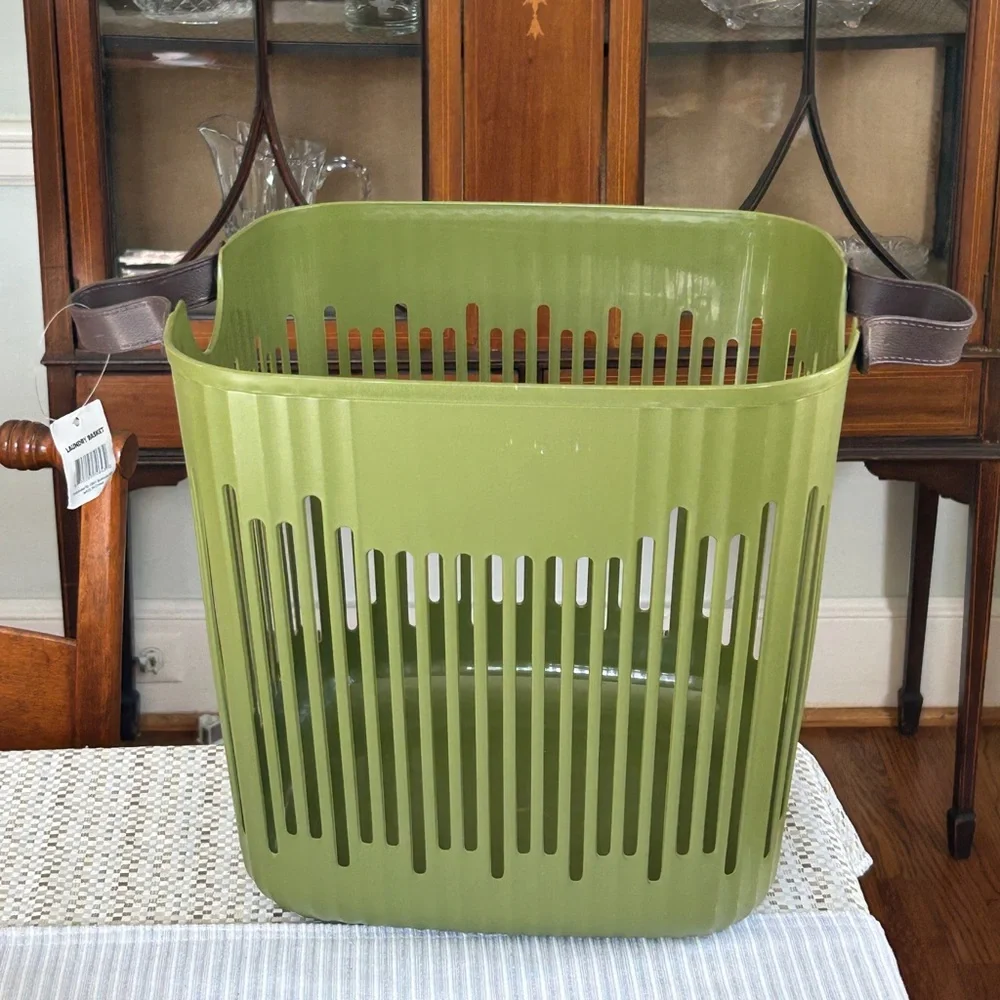 Scandinavian Japandi Storage Basket Set Leather Handles Nordic Laundry Bins 2